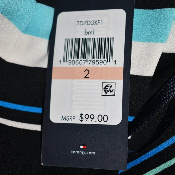 NWT Tommy Hilfiger Blue Striped Wear to Work Dress Size 2 - Picture 9 of 10